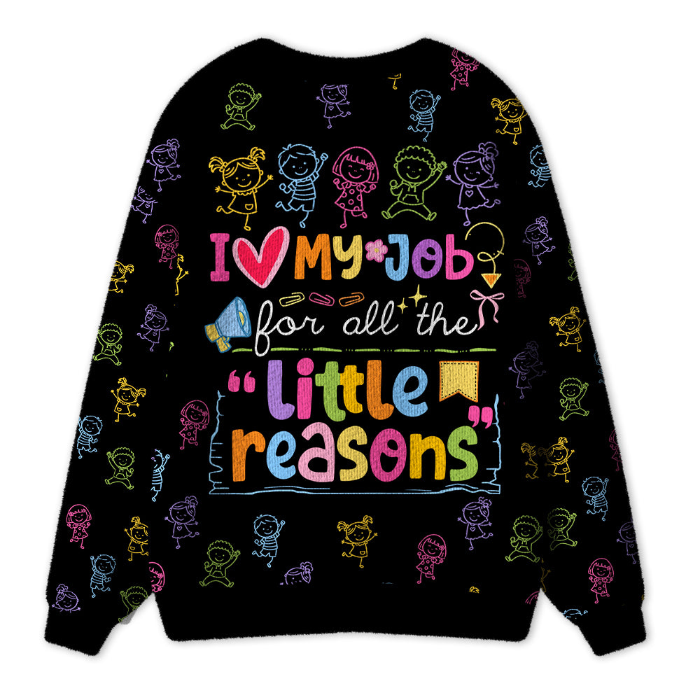 Personalized I Love My Job For All The Little Reasons Teacher Ugly Cardigan Sweaters