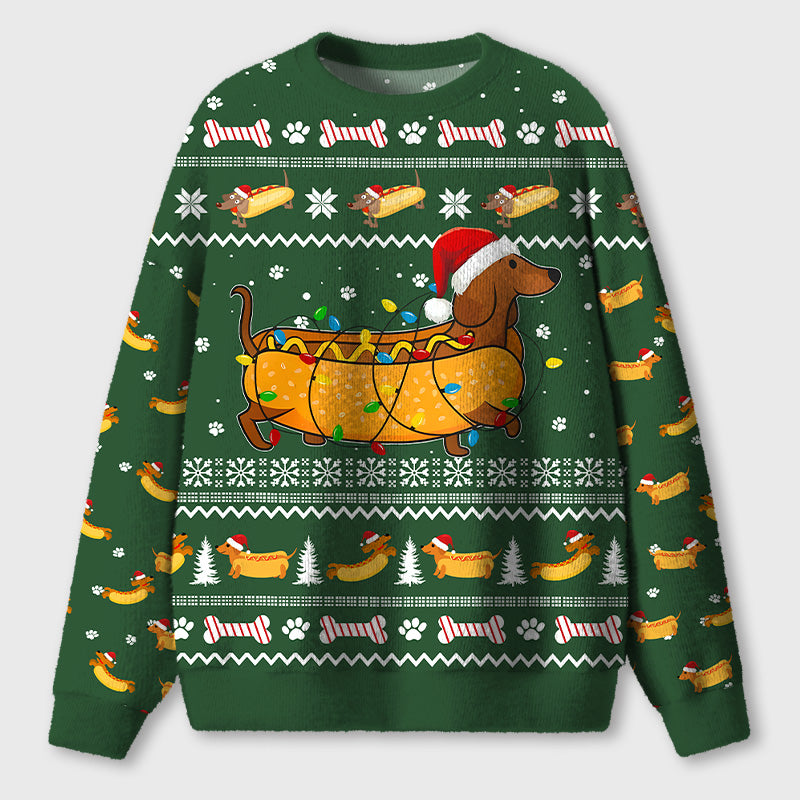Taco Dachshund Santa Hat Teacher Ugly Fluffy Sweatshirt