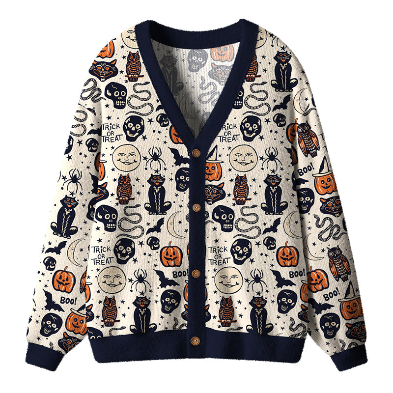 Vintage Halloween All Over Print Teacher Cardigan Sweater