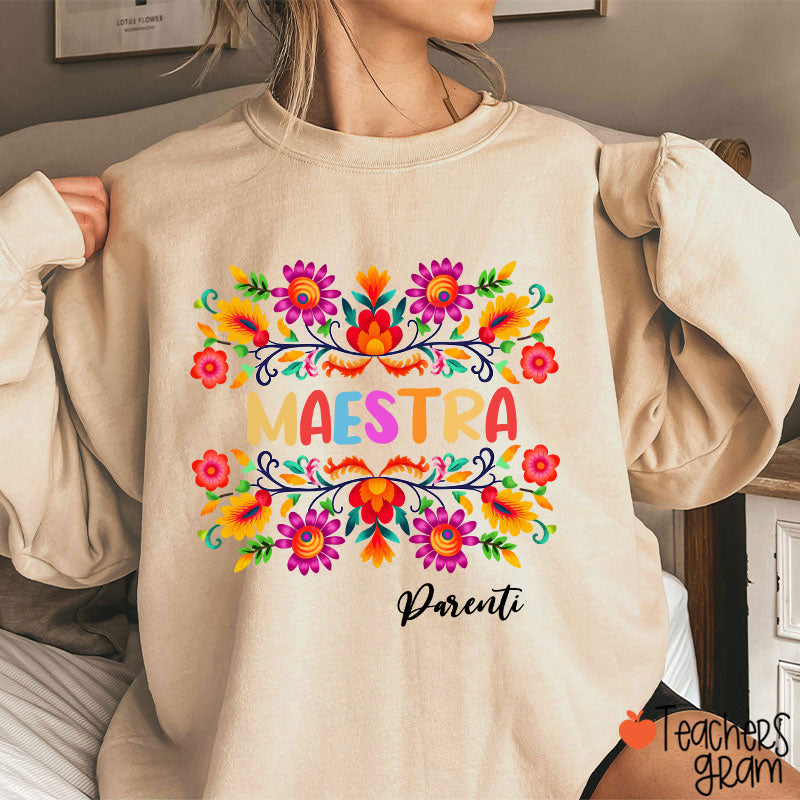 Personalized Name Maestra Teacher Sweatshirt