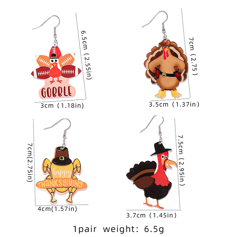 Thanksgiving Turkey Teacher Acrylic Earrings