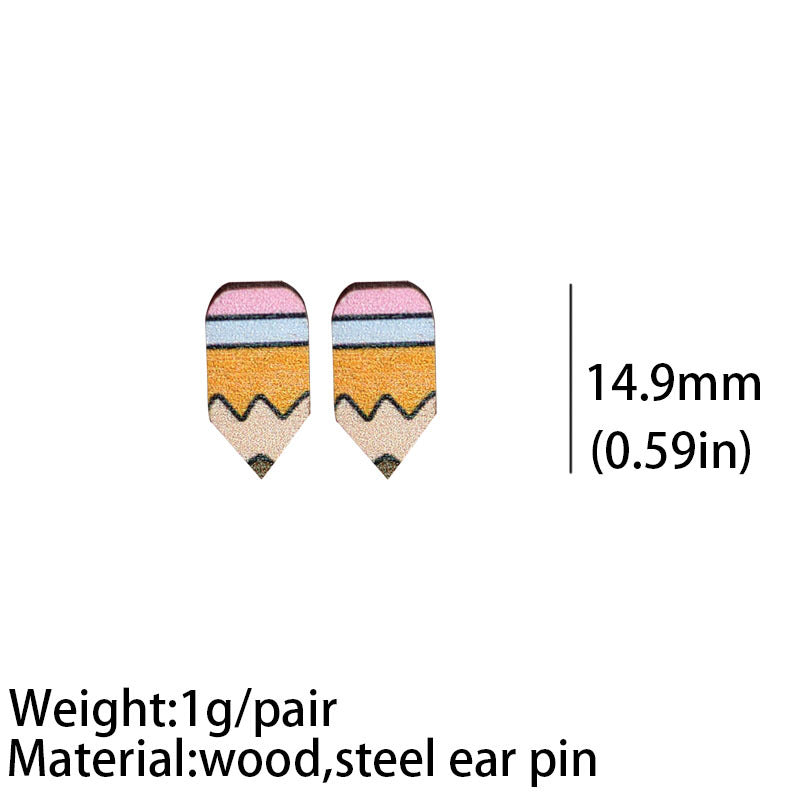 Tiny Pencil Wooden Earrings