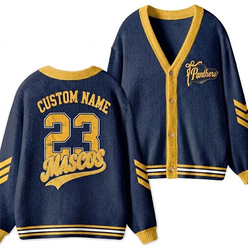 Personalized Mascot Sport Name Number Two Sided Teacher Ugly Cardigan Sweaters
