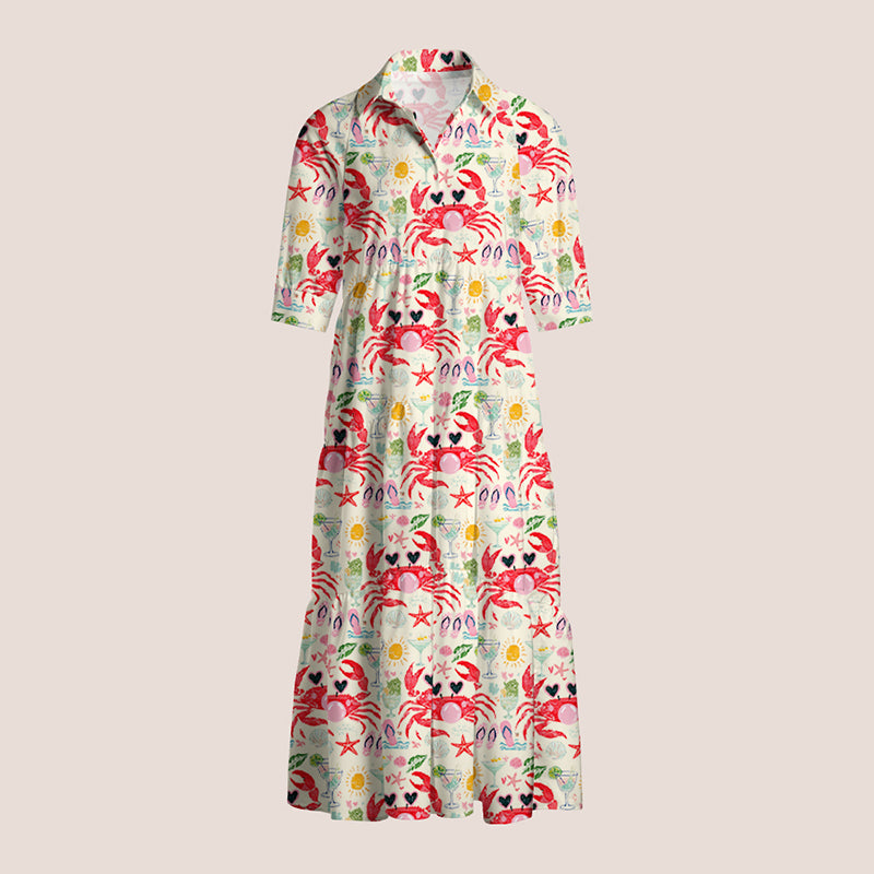 Crab Blowing Bubble Teacher Shirtdress