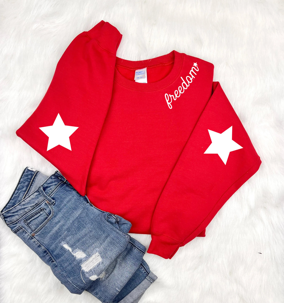 The Land Of Free Teacher Sleeve Print Sweatshirt