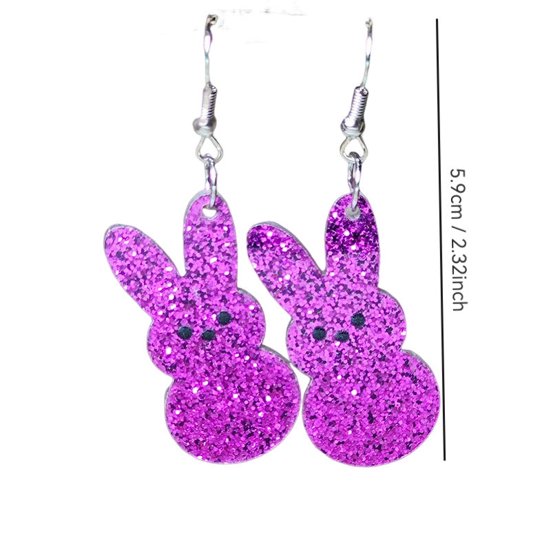 Glitter Bunny Teacher Acrylic Earrings