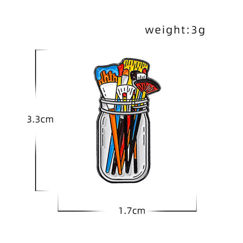 Paint Brushes In Jar Teacher Pin
