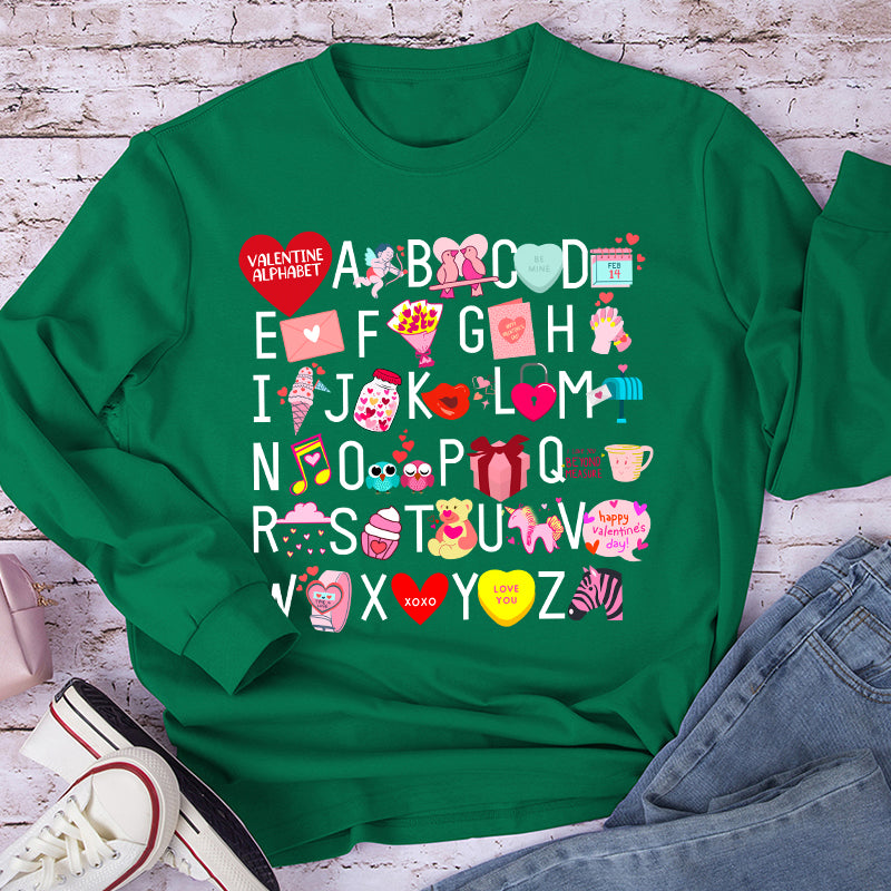 Valentine Alphabet Teacher Long Sleeve T-Shirt