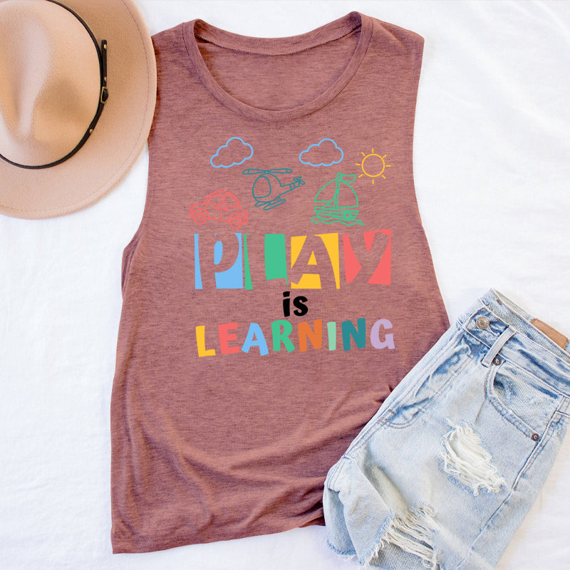 Play Is Learning Cartoon Teacher Tank Top