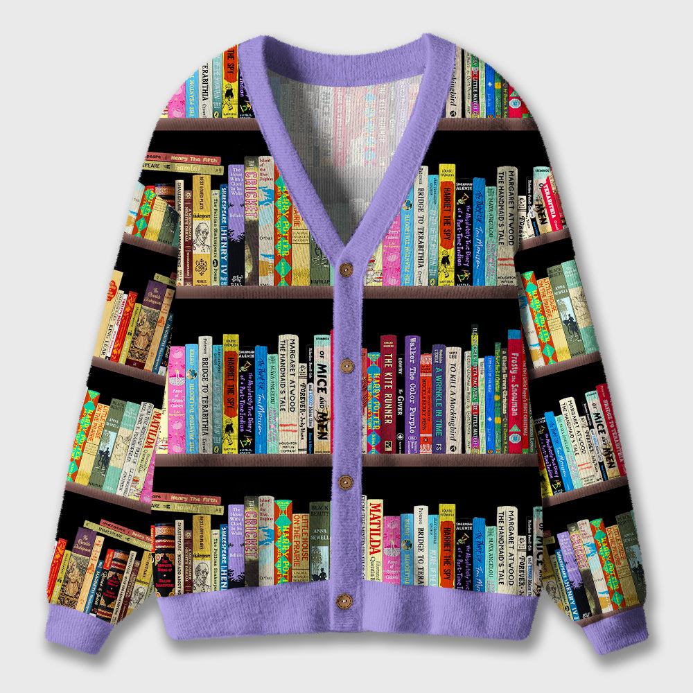 Bookshelf Teacher Ugly Cardigan Sweaters