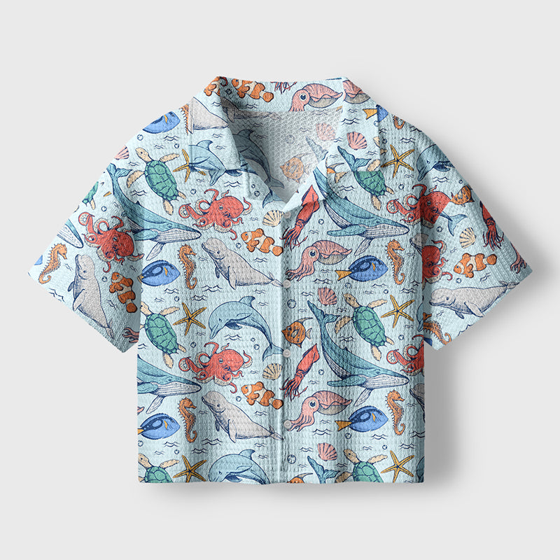 We Are Different But We All Swim Together Teacher Crochet Crop Camp Shirt