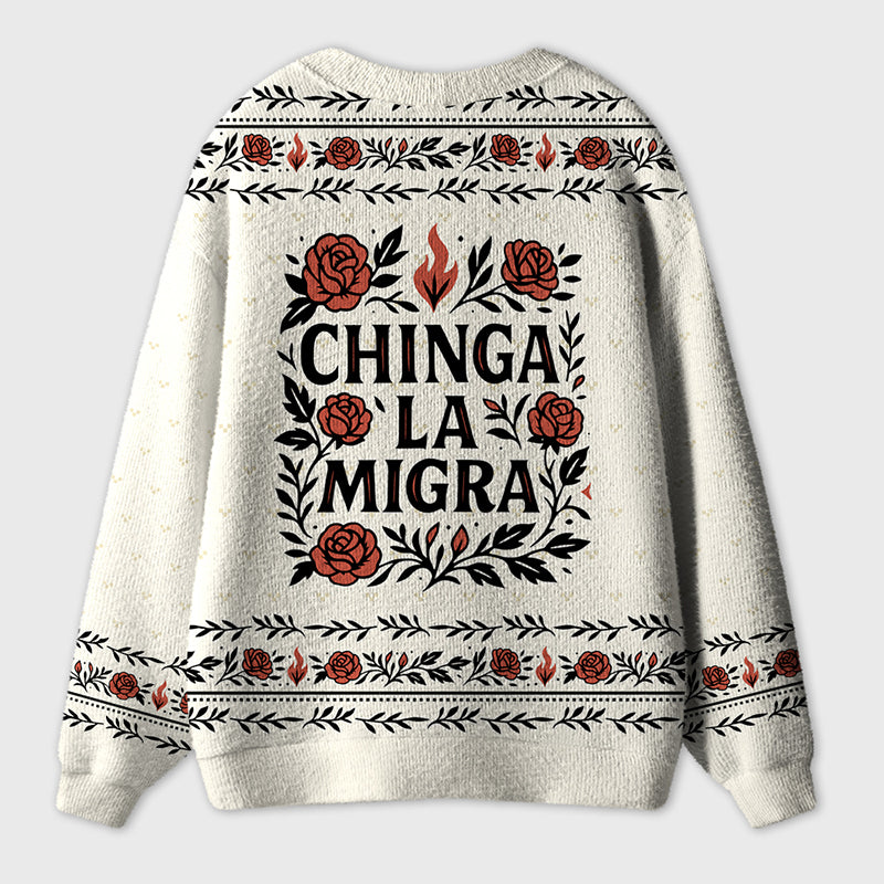 Chinga La Migra Teacher Ugly Cardigan Sweaters