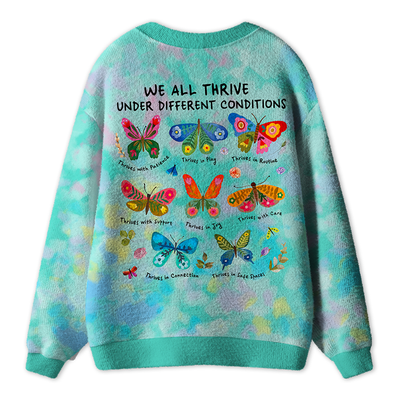 Personalized Name We All Thrive Under Different Conditions Teacher Ugly Cardigan Sweaters