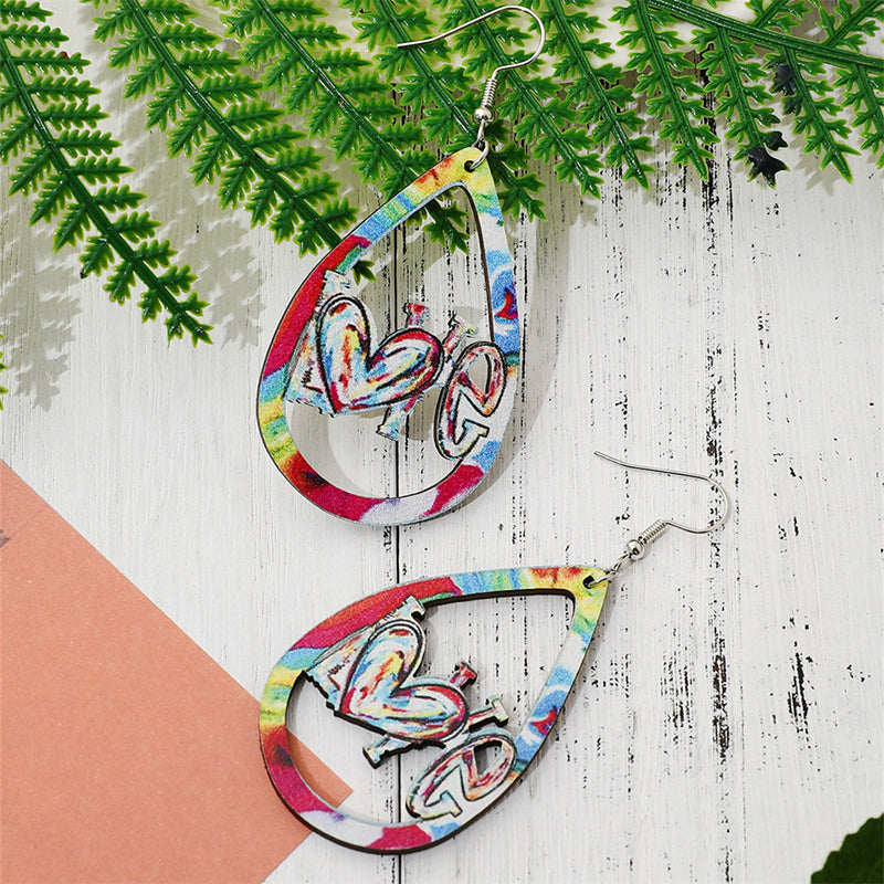 Love Easter Teacher Wooden Earrings