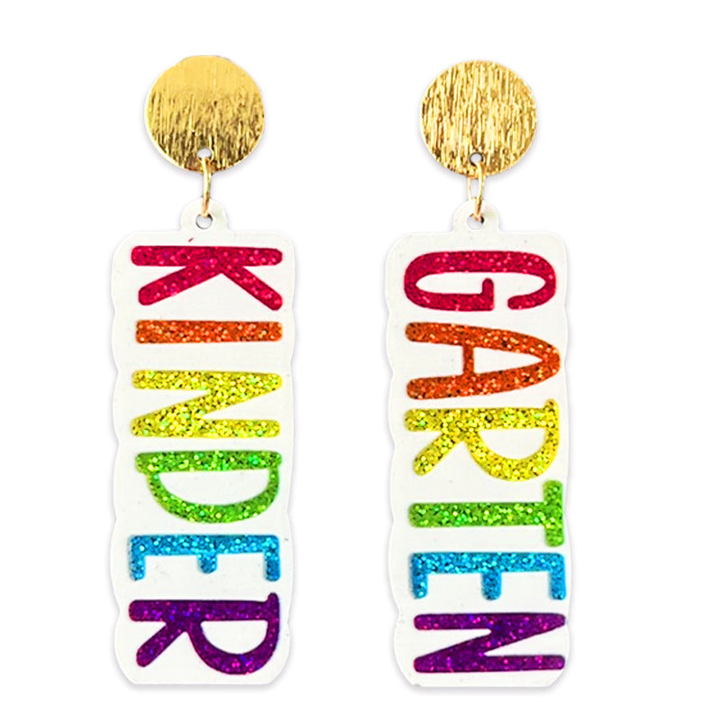 Glitter Grade Teacher Acrylic Earrings