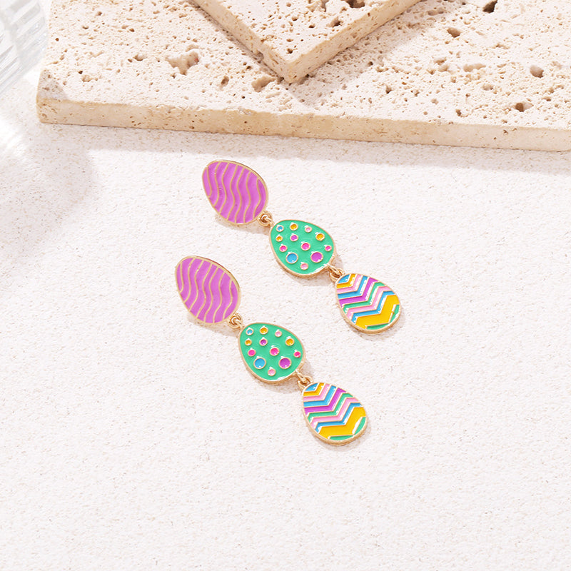 Cute Multi Layered Easter Egg Teacher Metal Earrings
