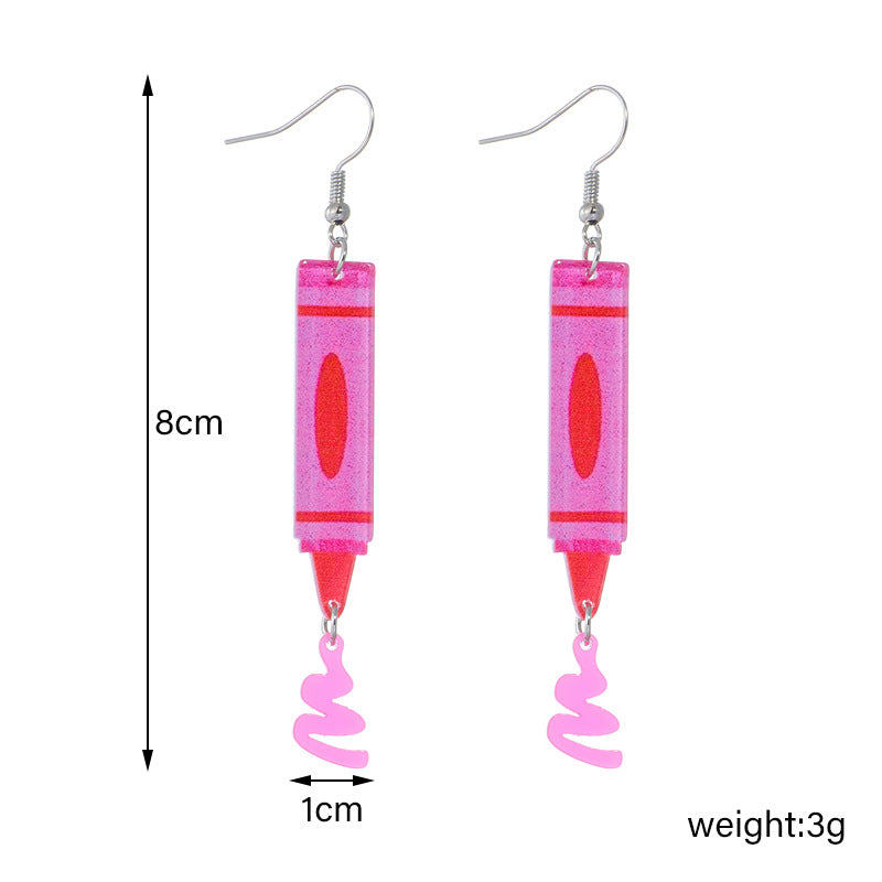 Crayon Teacher Acrylic Earrings