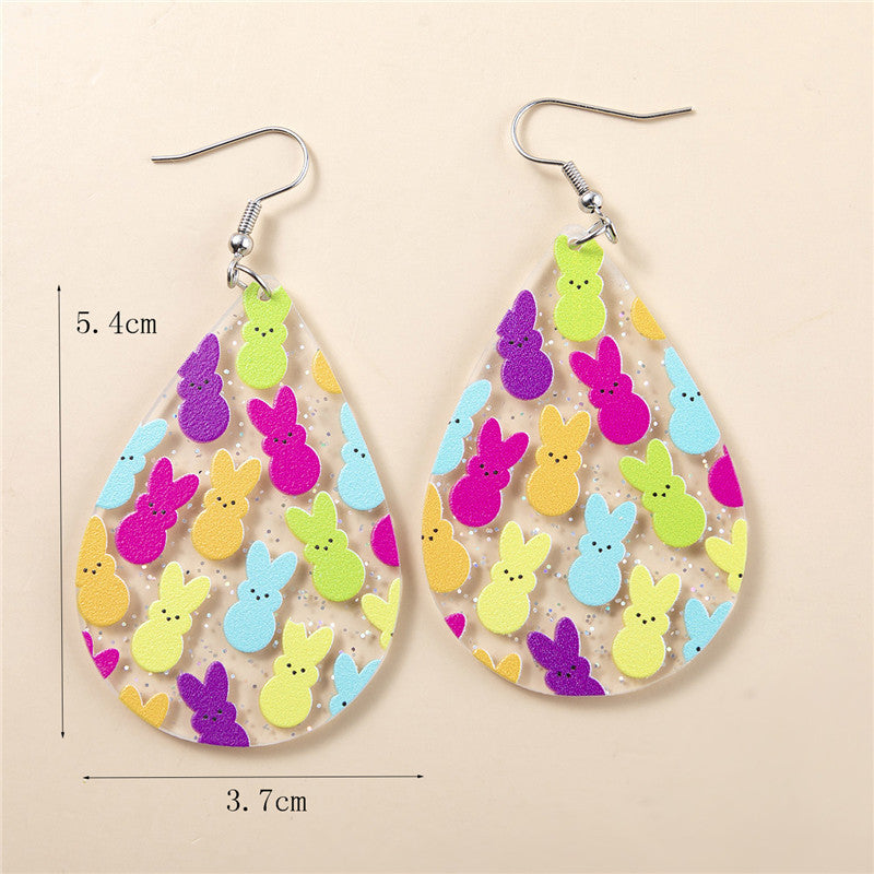 Easter Colorful Bunny Teacher Acrylic Earrings