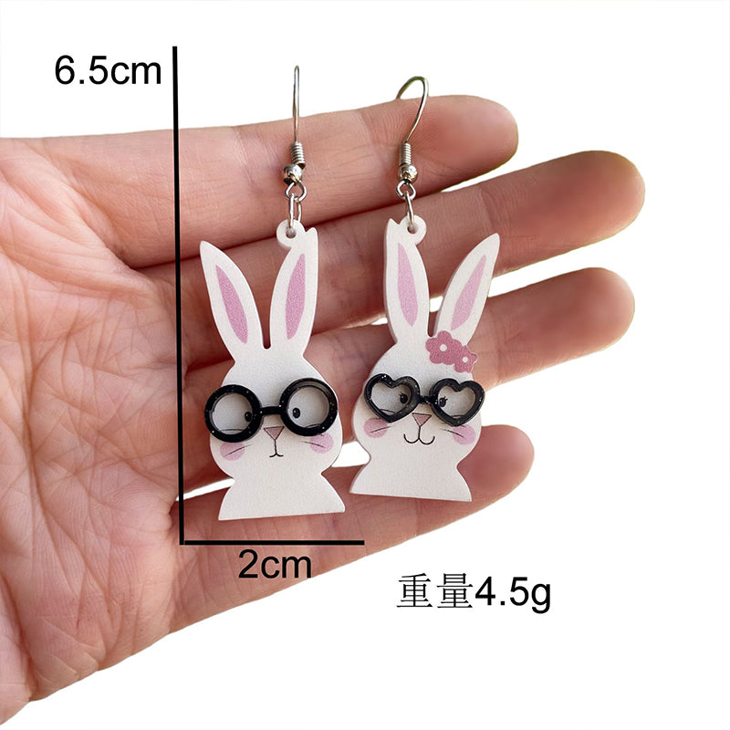 Asymmetrical Alasses Bunny Teacher Acrylic Earrings