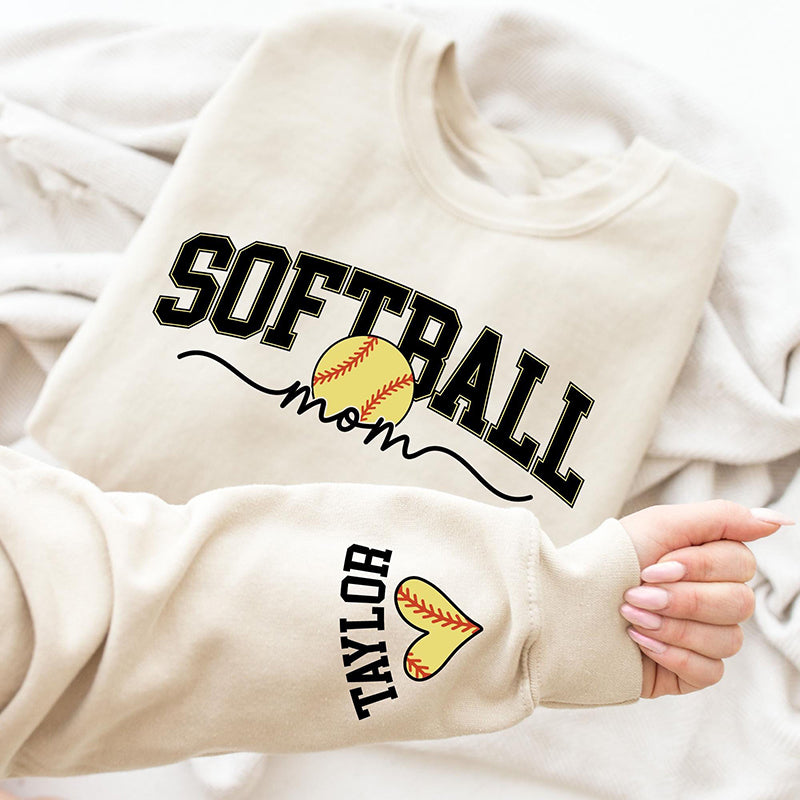 Personalized Gameday Mama Teacher Sleeve Print Sweatshirt