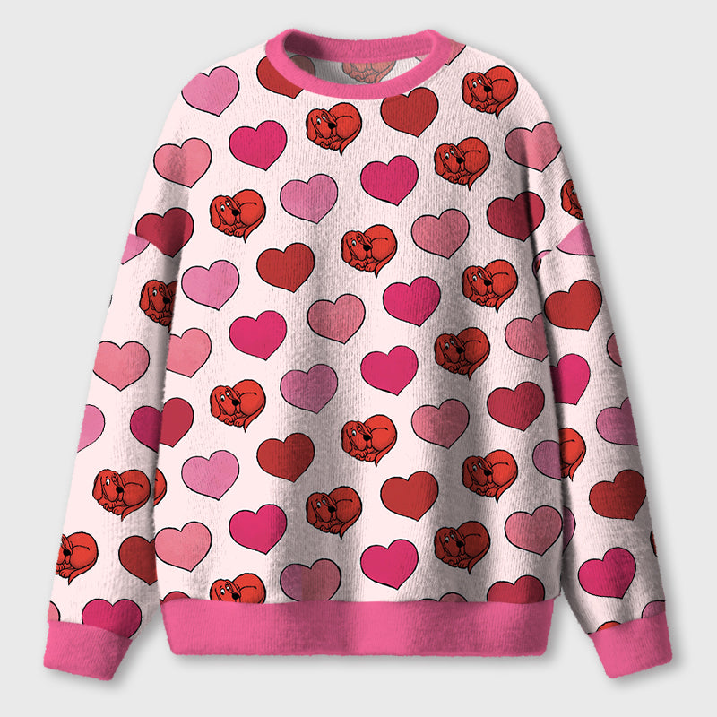 The Big Red Dog Love Teacher Ugly Fluffy Sweatshirt