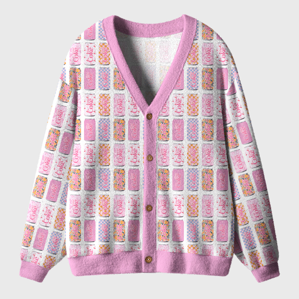 Pink Drinking Lover Teacher Ugly Cardigan Sweaters