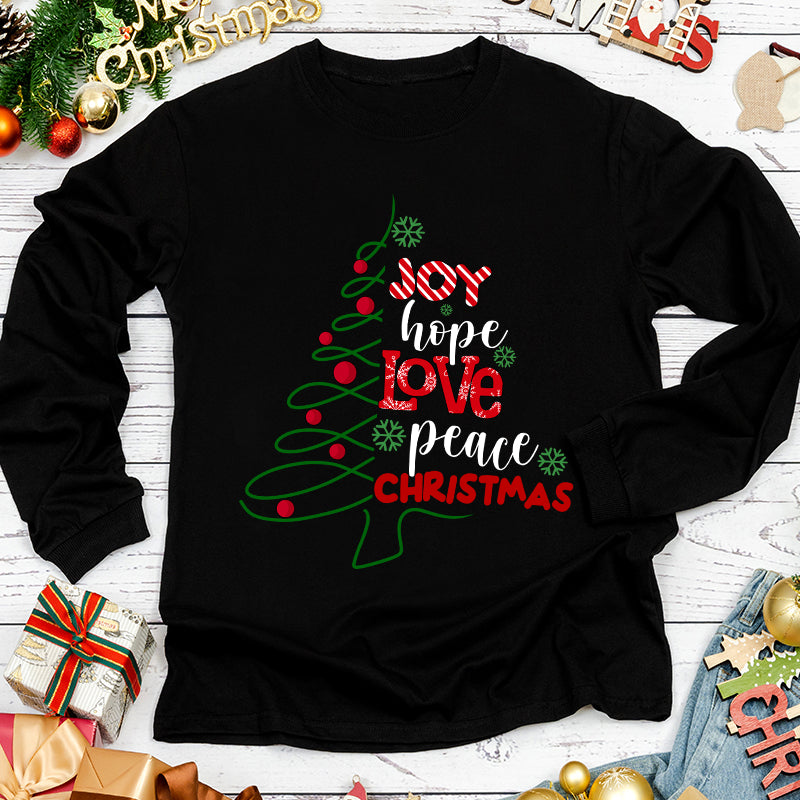 Joy Hope Love Peace Christmas Teacher Long Sleeve T-Shirt