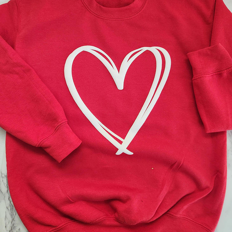 Personalized Double Red Heart Puff Printed Teacher Sweatshirt