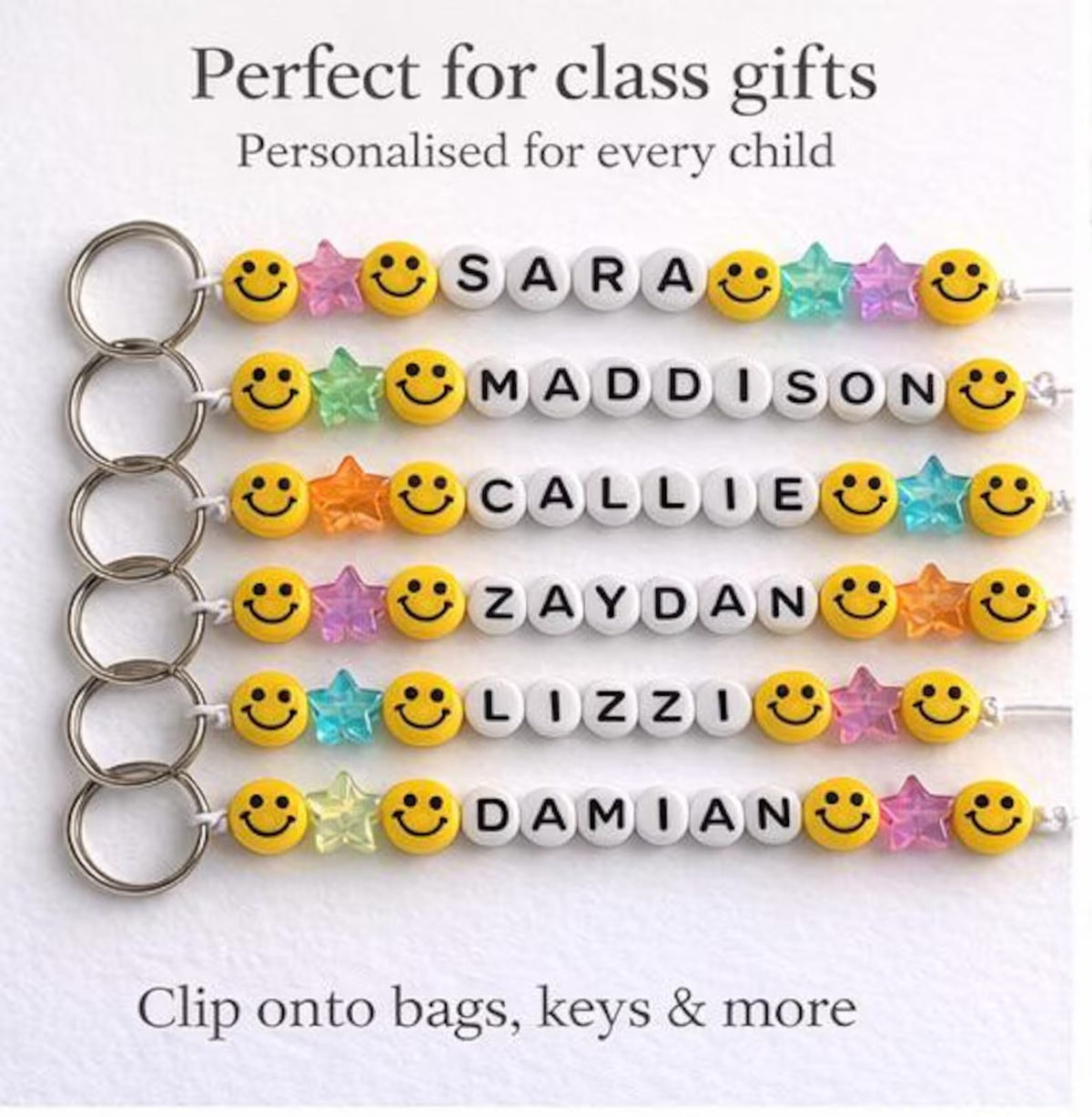Personalised Name Smile Star Teacher Keychain