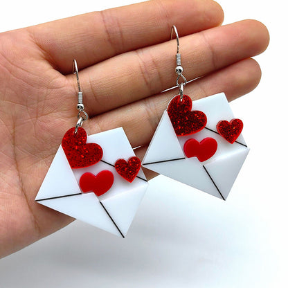 Heart Envelope Teacher Acrylic Earrings