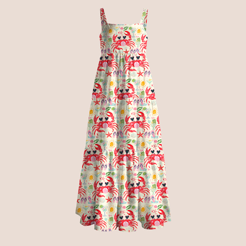 Crab Blowing Bubble Teacher Slip Dress