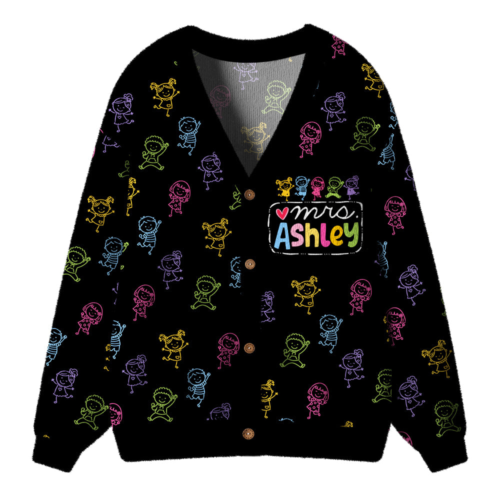 Personalized I Love My Job For All The Little Reasons Teacher Ugly Cardigan Sweaters