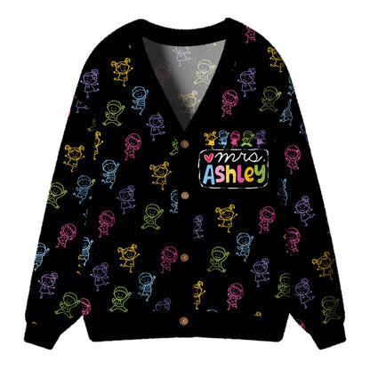 Personalized I Love My Job For All The Little Reasons Teacher Ugly Cardigan Sweaters