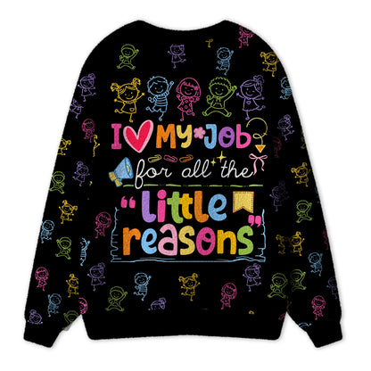 Personalized I Love My Job For All The Little Reasons Teacher Ugly Cardigan Sweaters