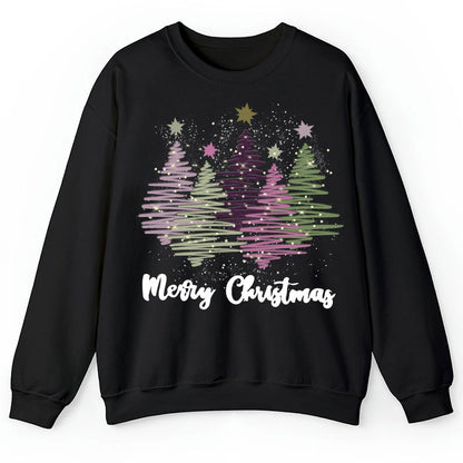 Merry Christmas Colorful Trees Teacher Sweatshirt