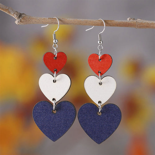 Independence Day Teacher Wooden Earrings