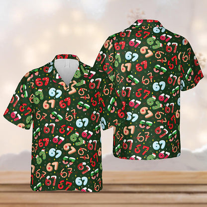 Funny 67 Christmas Hawaiian Teacher Short Sleeve Shirt
