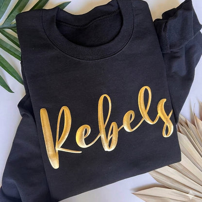 Personalized Mascot Sport Puff Printed Handlettered Teacher Crewneck Sweatshirt
