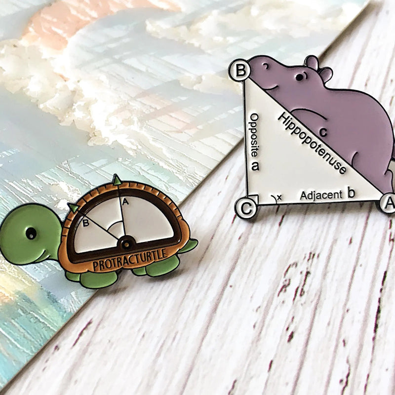 Turtle And Hippo Mathematics Teacher Pin