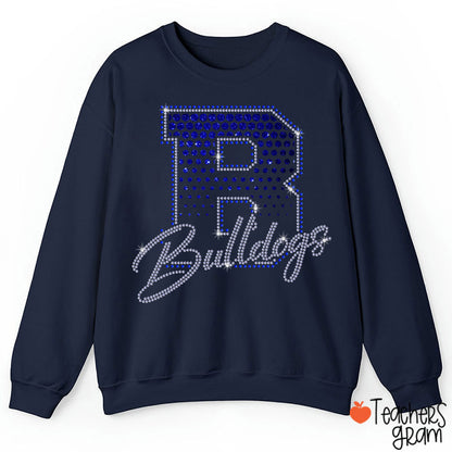 Personalized Mascot Rhinestone Varsity Letter Scrip Teacher Sweatshirt