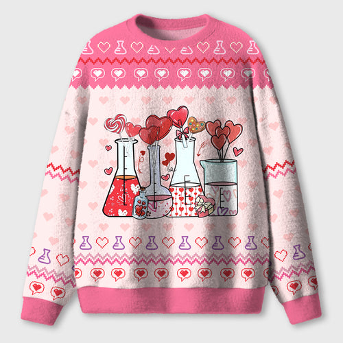 Love Valentine Science Teacher Ugly Fluffy Sweatshirt