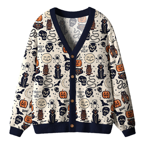 Vintage Halloween All Over Print Teacher Cardigan Sweater