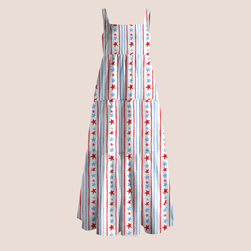 4th Of July Patriotic Star And Stripe Teacher Slip Dress