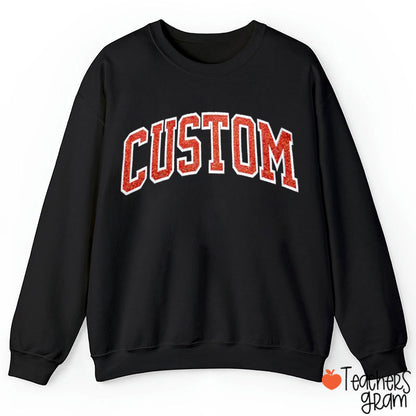 Personalized Mascot Sparkle Embroidered Game Day Teacher Sweatshirt