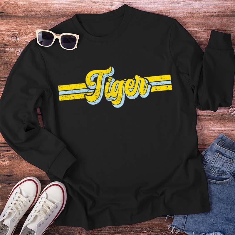Personalized Mascot Contrast Color Line Teacher T-Shirt Teacher Long Sleeve T-Shirt