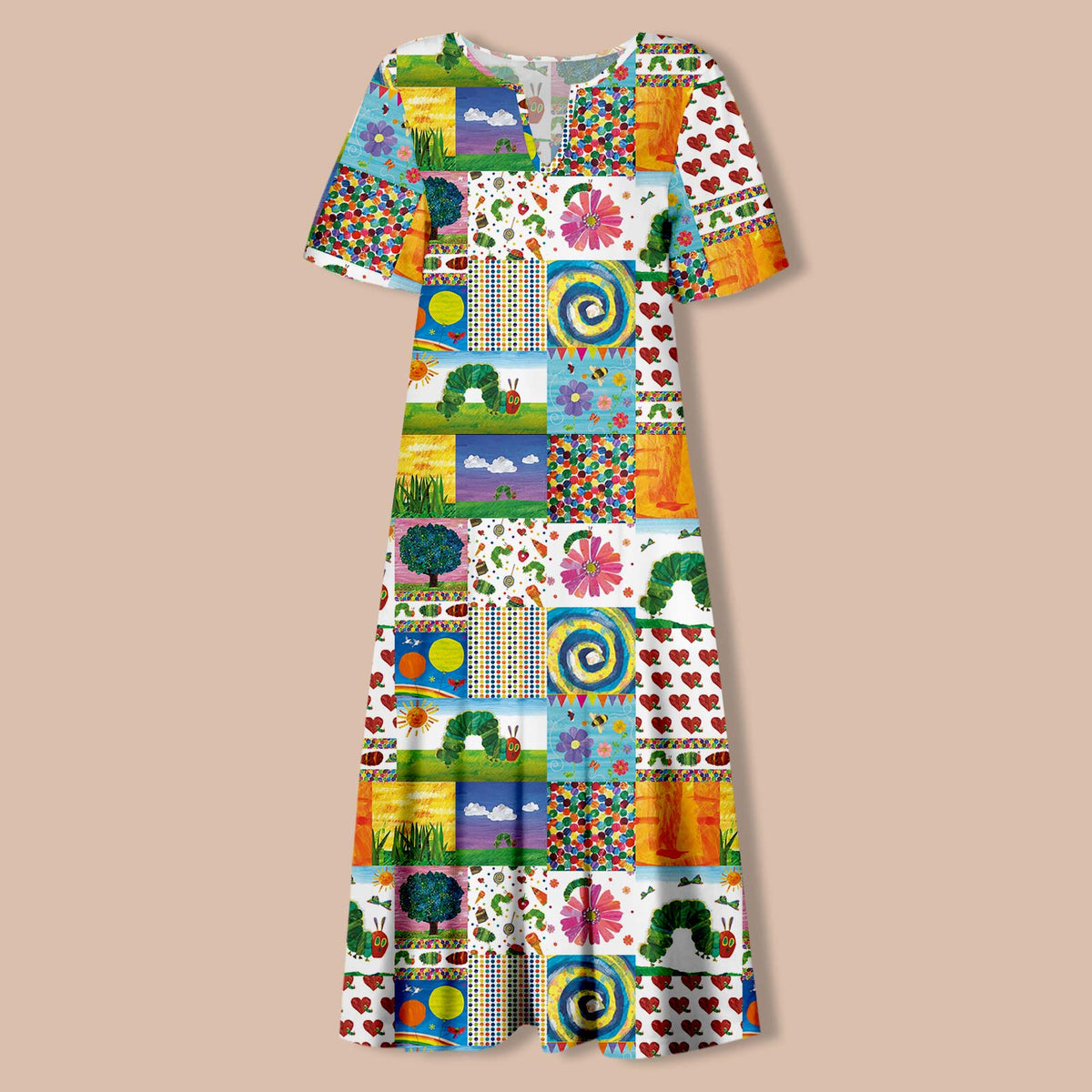 Caterpillar In Garden Teacher V-Neck Long Dress