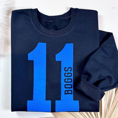 Personalized Vertical Name Sport Number Teacher Sweatshirt
