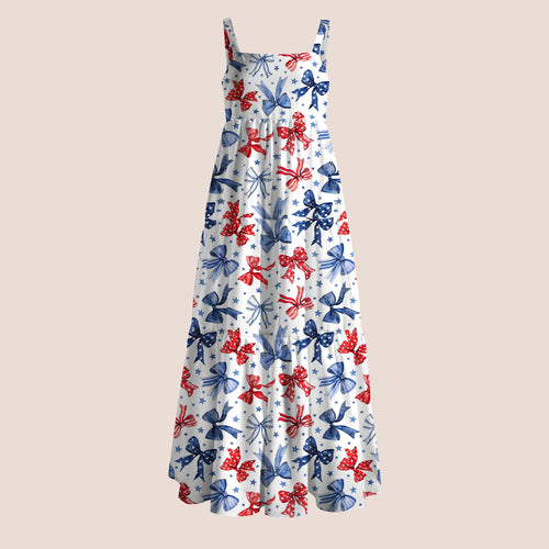 Red White Blue Patriotic Bow Star Teacher Slip Dress