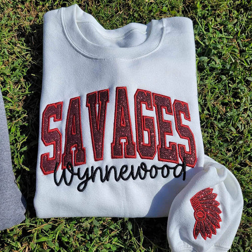 Personalized School Spirit Glitter Applique Embroidered Teacher Sweatshirt