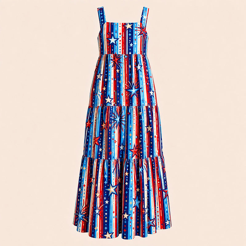 4th Of July Firework Star And Stripe Teacher Slip Dress